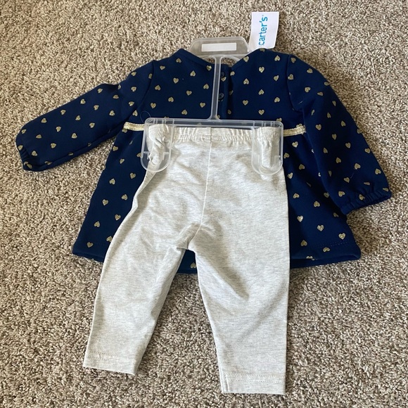 NWT New Carter’s baby girl 2 piece set long sleeve top and legging pant 6 months - Picture 5 of 5